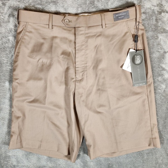 Bocaccio Golf Khaki Shorts Men's 34X9 Beige Comfort Extender Waist - Picture 1 of 16